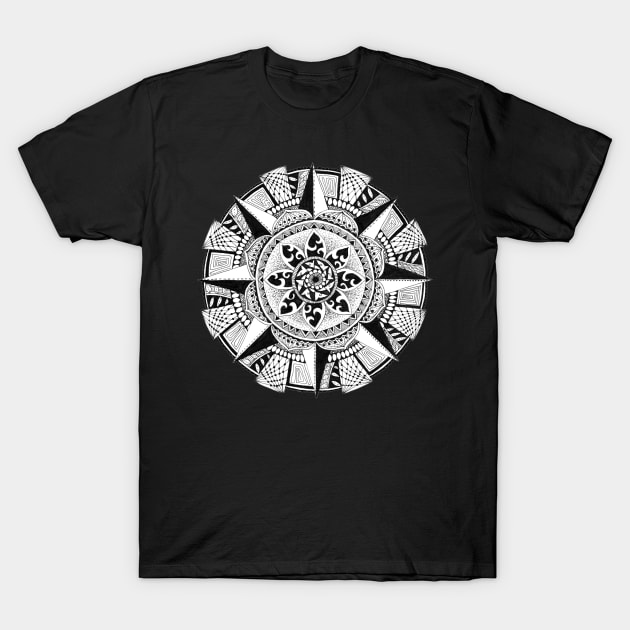 Black Ink Mandala 1 T-Shirt by donna.norton.520